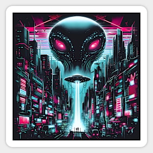 Neon Overlord: The City’s Silent Watcher Sticker